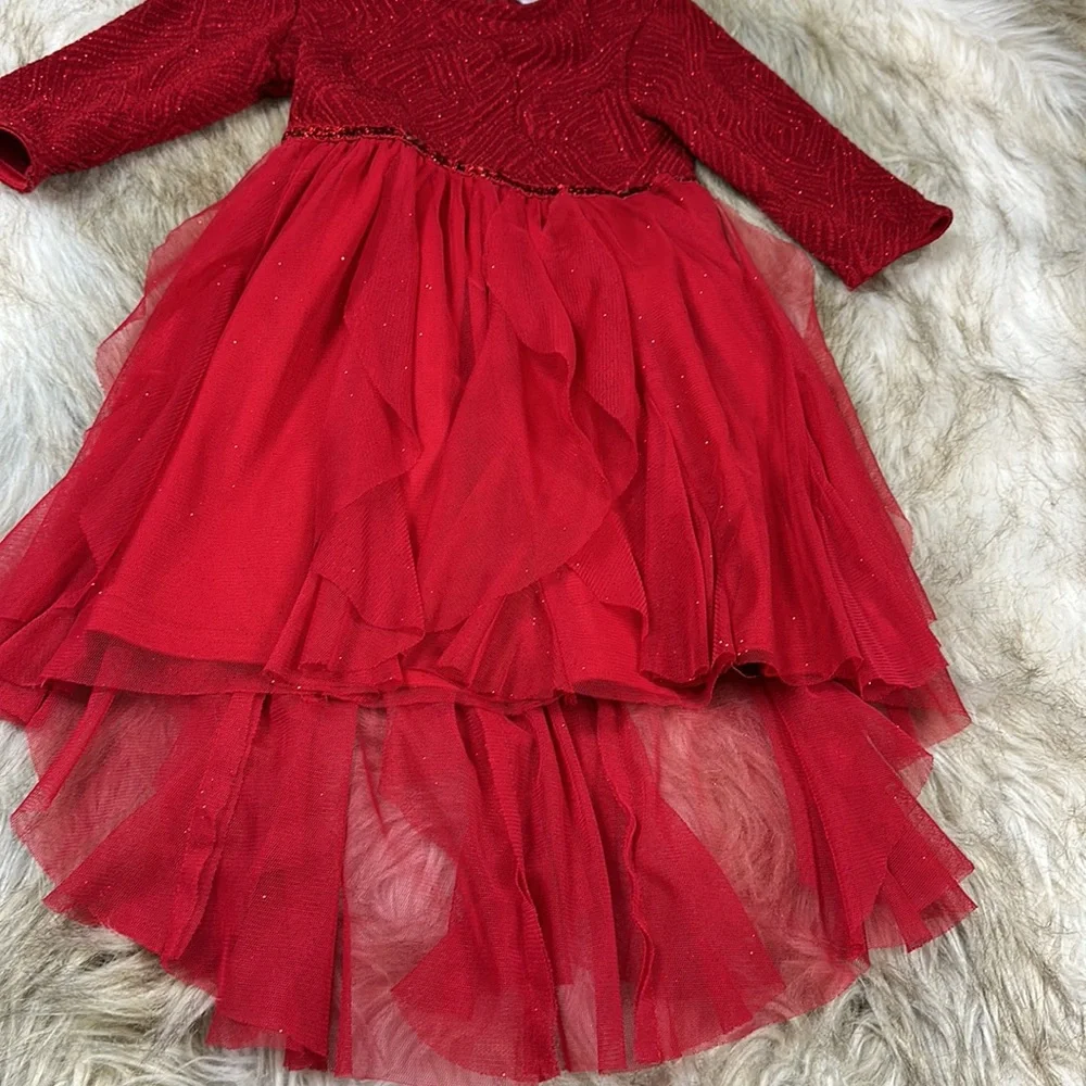 Sweet Heart Rose Girls Size 4 Red Sparkle Tulle Holiday Christmas Dress